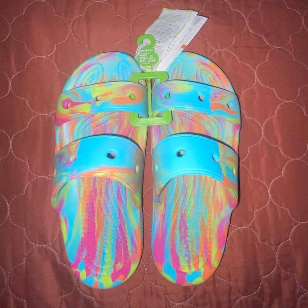 Tie dye crocs size 6